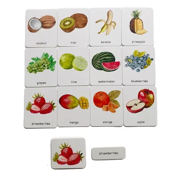 Обучающие карточки Монтессори с фруктами из 3 частей, Детская игра, Языковые материалы, Обучающая игрушка для детей раннего возраста