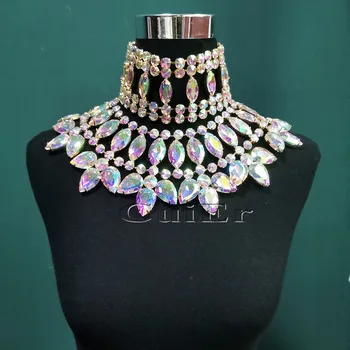 Ожерелье CUIER и комплект ювелирных украшений-чокер Drag Queen Crystal AB Glass для вечеринки, свадебные аксессуары