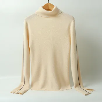 Осенне-зимняя женская одежда из Нового кашемирового Джерси, Тонкий эластичный теплый вязаный свитер