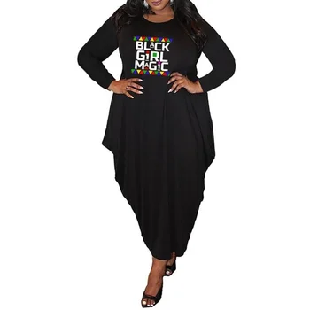 Платья с волшебным принтом для черных девушек 2022, Африканские платья для женщин, Одежда Kawaii, Длинное повседневное платье Макси