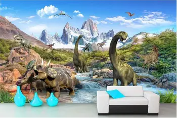 Пользовательские фото 3d обои нетканые фрески Древние динозавры Юрского периода в мире живопись 3d настенные фрески обои для гостиной