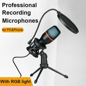 Портативный RGB Конденсаторный игровой микрофон Для вещания USB Игровой Ноутбук Настольный ПК для записи подкастов Микрофон для прямой трансляции