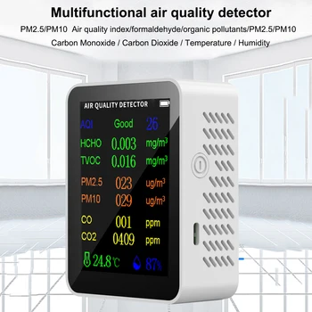 Портативный монитор качества воздуха 9 В 1, Многофункциональный измеритель CO TVOC HCHO PM2.5 PM10, Тестер температуры и влажности