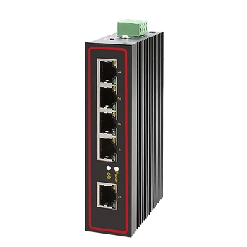 Промышленный 5-портовый коммутатор локальной сети Ethernet 100 м с двойной защитой от перенапряжения постоянного тока при высоких и низких температурах