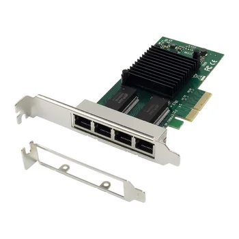 Сетевая карта PCI-E X4 с портом Gigabit Ethernet RJ45 1000M PCIe 4-портовая сетевая карта RJ45 PCIE 4X чипсет I350AM4