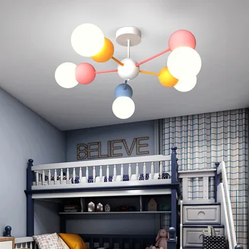 Скандинавская детская люстра для спальни, декор в помещении детского сада, Милый Мультяшный Подвесной светильник, светодиодный AC 220 В
