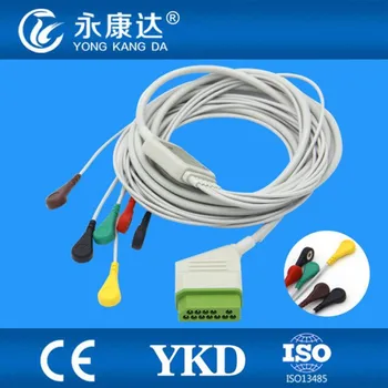 Совместимый цельный 6-проводный ЭКГ-кабель Nihon Kohden TPU с 12-контактной защелкой IEC