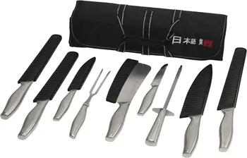 Стиль Премиум-класса из нержавеющей Стали, набор поварских ножей из 9 предметов с защитными чехлами в холщовом чехле для переноски