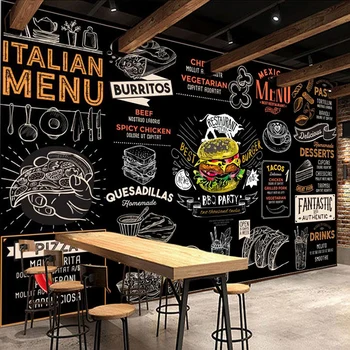 Фотообои на заказ, 3D Ручная роспись, фон для ресторана быстрого питания 